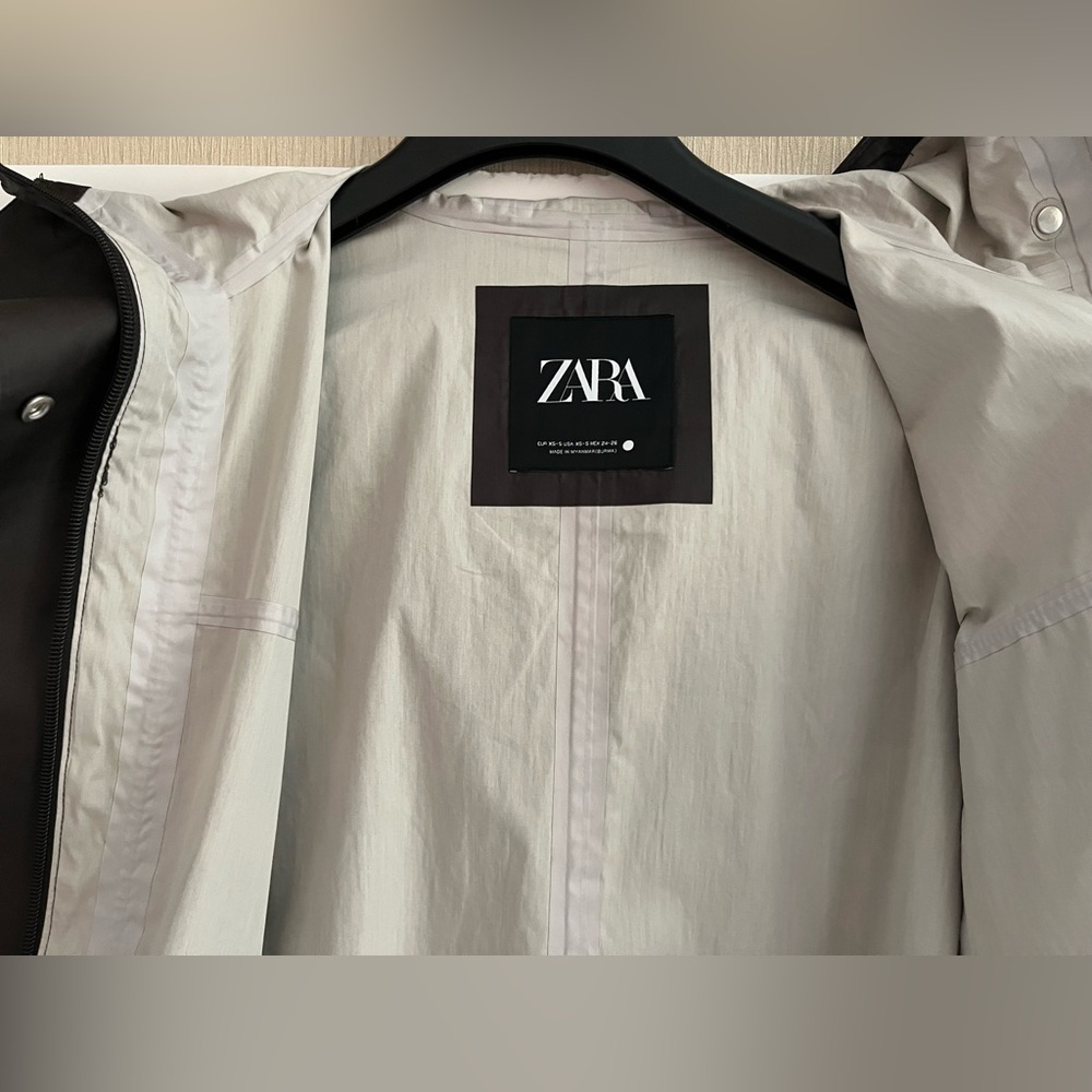 Zara Water&WindProof Unlined Coated Canvas Hooded Oversized Long Trench - Picture 6 of 16